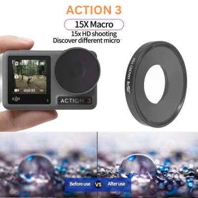For DJI Action 3 Macro Lens 15X Macro Filter High Definition micro shot เลนส์มาโคร 15X ถ่ายวัสดุระยะใกล้ 5 cm