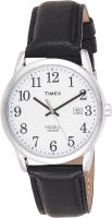 Timex Easy Reader 38mm Leather Strap Watch Black/Silver-Tone/White