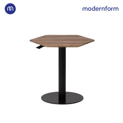 Modernform โต๊ะประชุมปรับระดับได้ ลายไม้น้ำตาลขาสีดำ ท็อปหกเหลี่ยม รุ่น Level