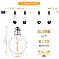 พวงไฟกันน้ำกลางแแจ้งในสวน LED G40โคมไฟลูกบอลตกแต่งในงานปาร์ตี้คริสต์มาสตกแต่งสวนผับ