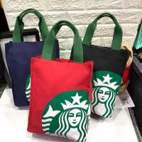 กระเป๋าถือสตาร์บัคส์ขาตั้งกล้อง Starbuck จีน Starbuck กระเป๋าใส่เบนโตะช้อปปิ้งแฟชั่นกล่องอาหารกลางวันอุ่นกระเป๋าทรงถังความจุปริมาณมากทำด้วยผ้าใบ