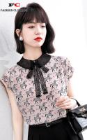 FC New printed fashion small shirt womens summer high-end western style t-shirt short-sleeved chiffon shirt loose and thin womens top