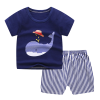 ♦✢♀ 2022 New Ready Stock Boys Cute Style Summer Short Sleeves Clothing Sets Little Children Round Neck T-shirt Casual Clothes Suits For 0-5 Years Toddler Kids Cotton Home Wear