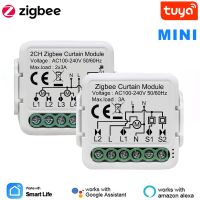 Tuya Zigbee สมาร์ทม่านบังตาโมดูลสวิตซ์  รองรับ2ทางลูกกลิ้งควบคุมชัตเตอร์มอเตอร์ทำงานร่วมกับ Alexa Google Home