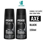 Combo 2 chai xịt nước hoa khử mùi toàn thân nam AXE Black 150ml