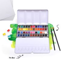 12/24/36/48 Colors Pigment Solid Watercolor Paints Set With Paintbrush Watercolor Pigment Set Art Supplies