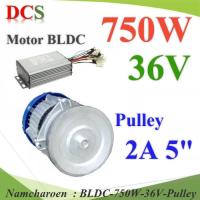 มอเตอร์บลัสเลส DC 36V 750W พร้อมกล่องคอนโทรล BLDC Motor ติดตั้งมู่เล่ย์ 5 นิ้ว 2 ร่อง A รุ่น BLDC-750W-36V-Pulley