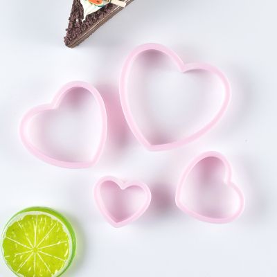 ✺☊ 4Pcs Heart Cookie Cutter Valentines Day Love Wedding Romantic Cookies Molds Baking Tools Biscuits Stamp Fondant Cake Clay Molds