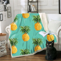 Fruity pineapple binding 3D Sherpa Blanket Sofa