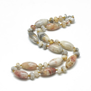2pc Natural Crazy Agate Beaded Necklaces with Alloy Lobster Clasps 18.1