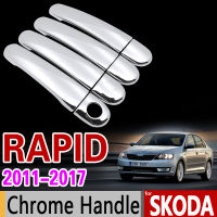 สำหรับ Rapid 2011-2017โครเมี่ยมจับปกตัดชุดซีดาน Comib 2012 2013 2014 2015 2016อุปกรณ์เสริมในรถยนต์สติกเกอร์รถจัดแต่งทรงผม