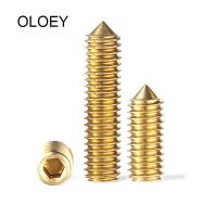 ☊ 10-20PCS DIN916 M3 M4 M5 m6 brass hex socket set screw headness grub screw With Corrosion Resistance And High Quality