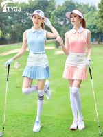 J.LINDEBERG Titleist Taylormade Korean ┋☂﹊ Golf ladies short sleeveless vest T-shirt elastic quick-drying POLO lapel sports powder blue top clothing