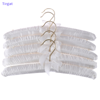 ?【Lowest price】Tirgat 5ชิ้น38ซม.สีขาวซาตินเบาะด้านบนแขวนเสื้อผ้าเสื้อเจ้าสาว