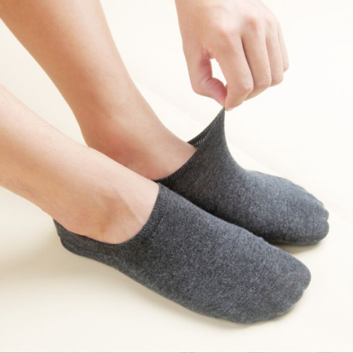 ถุงเท้าสั้นแบบสั้นขาว3คู่-ล็อตมองไม่เห็นถุงเท้าผู้ชายไม่ลื่นระบายอากาศได้สำหรับฤดูร้อน
