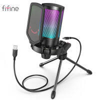 FIFINE A6V USB Condenser Gaming Microphone, for PC PS4 PS5 MAC with Pop Filter Shock Mount&amp;Gain Control for Podcasts,Twitch,YouTube