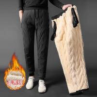 2023 Mens Winter Pants Thick Warm Sweats Thermal Lined Jogger Fleece Pants Big Trouser Male Plus Size Zip Pocket Work 6XL black