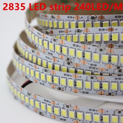 1/2/3/4/5m/lot 10mm PCB 2835 SMD 1200 LED Strip tape DC12V 24V ip20 Non waterproof Flexible Light 240 leds/m White Warm White