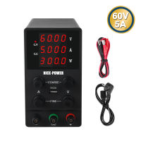 220V 0-60V 0-5A DC Power Supply Switching Voltage-stabilized Source Regulated Stabilized Voltage Supply CV&amp;CC Dual Output Modes 4-digit High Precision Display 5V/2A USB Output