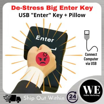 Anti-Stress Computer Huge Enter Key Big Giant USB Keyboard Vent Button  Pillow