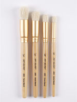 ArtSecret New Arrival 2855 Stencil Oil Brush Set White Bristle Hair Wooden Handle Acrylic Paints Stationery Art Supplies