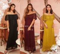 Thongyoy - Maxi Dress Lace เดรสเกาะอกเปิดไหล่ลูกไม้ ลำลอง ออกงาน เซ็กซี่ ฟรีไซส์