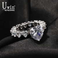 UWIN Heart Rings Wedding Full Bling Iced Out Pink Cubic Zircon AAA Rings Luxury Fashion Hiphop Jewelry Gift Drop Shipping