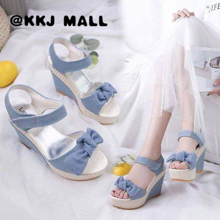 kkj-mall-ladies-shoes-2022-summer-new-sandals-womens-thick-bottom-wedge-heel-bow-all-match-velcro-comfortable-platform-sandals-women