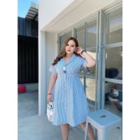 Varaphorn VP1093 Blue And White Stiped Dress