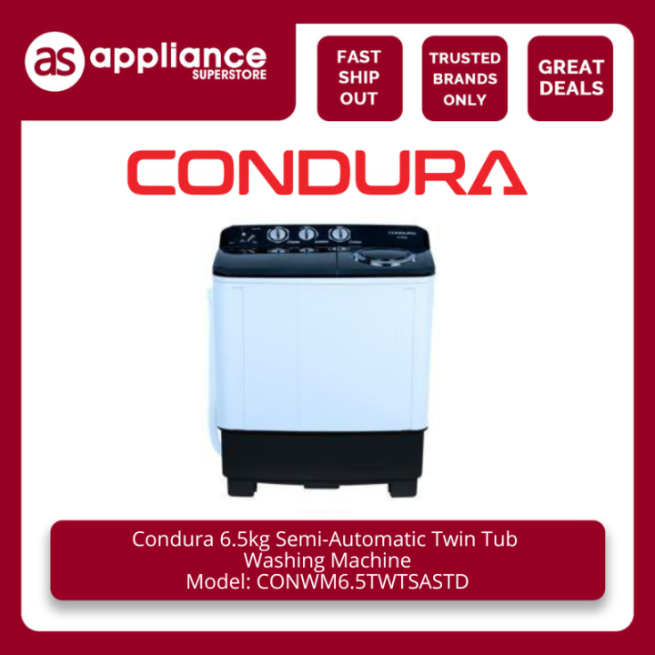Condura 6.5kg SemiAutomatic Twin Tub Washing Machine CONWM6.5TWTSASTD
