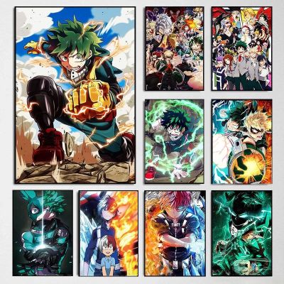 ◈๑℗ คลาสสิกญี่ปุ่นอะนิเมะ My Hero Academia ตัวละครโปสเตอร์ภาพวาดผ้าใบพิมพ์ภาพผนังศิลปะ Boys Room Home Decor Cuadros