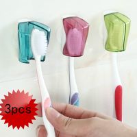 3 Piece/Set Suction Cup Toothbrush Holder Wall Mount Rack Bathroom Product Toothbrush Cover Storage Creative Suction Cup Dust