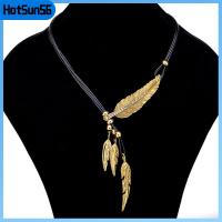 HOTSUN56 2PCS โบฮีเมียน ห่วงโซ่เชือก จี้ขนนกใบไม้ พู่พู่ห้อย Collares collares อุปกรณ์เสริมแฟชั่น หลายชั้นหลายชั้น สร้อยคอมีข้อความ สำหรับผู้หญิง