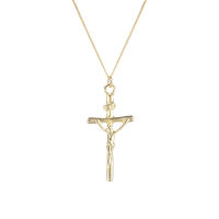 Fashion Simple S925 Sterling Silver Jesus Piece Crucifix Cross Pendant Necklace Gold Plated