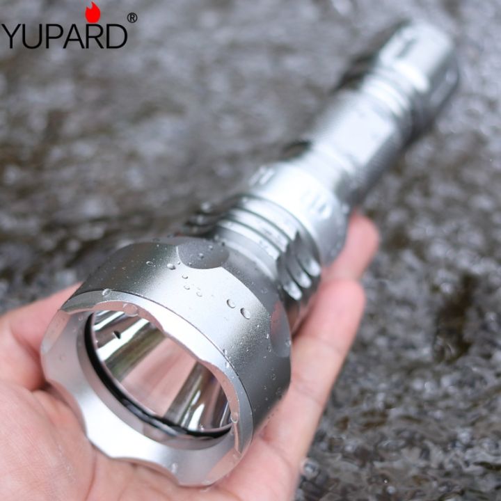 ไฟฉายดำน้ำ XM-L2ดำน้ำ Yupard LED T6ไฟ LED สีเหลืองไฟฉาย AAA 18650แบตเตอรี่แบบชาร์จไฟได้