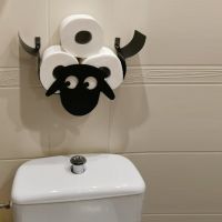 Nordic Style Black Sheep Head Wall Mounted Toilet Paper Holder Tissue Roll Metal Iron Storage Rack Bathroom Decoration Storage Bathroom Counter Storag