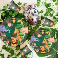 สัตว์ป่า PARTY Disposable Tableware แผ่น Jungle Safari PARTY Supplies 1st Birthday PARTY ตกแต่งเด็กทารก-dchvbhdvbhvsfvfb