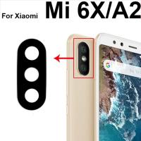 เลนส์กระจกกล้องมองหลังพร้อม A1 Xiaomi Mi สติกเกอร์กาวสำหรับ5x A3 Cc9e A2 Lite 6x สำหรับ Redmi 6 Pro ชิ้นส่วนเลนส์กระจกกล้องหลัง