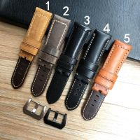 High Quality 24mm 26mm Italy Brown Black Gray Crazy Horse Genuine Leather Watchband Wristband For PAM Watch Strap