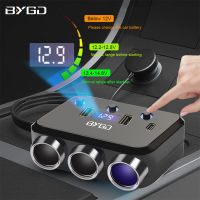 BYGD รถไฟแช็ก Splitter ซ็อกเก็ต12V 24V Car Outlet Adapter 3 Way QC 3.0 Dual USB 3.1A Type-C Fast Charging