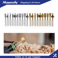 Manooby แมนูโดย10ชิ้น1/8 "HSS เครื่องกัดเครื่องตัดไม้บิตเตอร์สำหรับงานไม้เคลือบไทเทเนียมสำหรับ Dremel