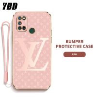 YBD LV ซิลิกาเคสโทรศัพท์เจลพร้อมสายคล้องสำหรับ OPPO Realme 7i Realme C17 Realme 7 Pro เคสแบบบางพิเศษพร้อมป้องกันเลนส์