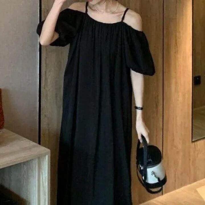 b1ock-ชุดเดรส-เดรสยาว-สไตล์เกาหลี-พัฟแขน-กระโปรงตุ๊กตา-2023-new-style1710