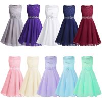 Flower Girls Dress Kids Teen Girls Summer Dress Sequined Floral Lace Chiffon Princess Pageant Wedding Bridesmaid Birthday Dress