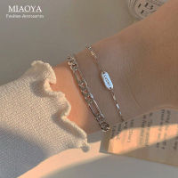 MIAOYA Fashion Jewelry Shop 2 สร้อยข้อมือโลหะสำหรับผู้หญิง เครื่องประดับออกแบบโซ่สไตล์พังก์สำหรับนักเรียน ของขวัญวันเกิดที่สวยงาม