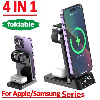 15W 4 in 1 Wireless Charger Stand For iPhone 14 13 12 Samsung S21 S20 Galaxy Apple Watch Airpods  Fast Charging Dock Station