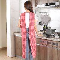 Extended over-the-knee apron female household kitchen cooking sleeveless vest tank top fashion work overalls zipper pockets