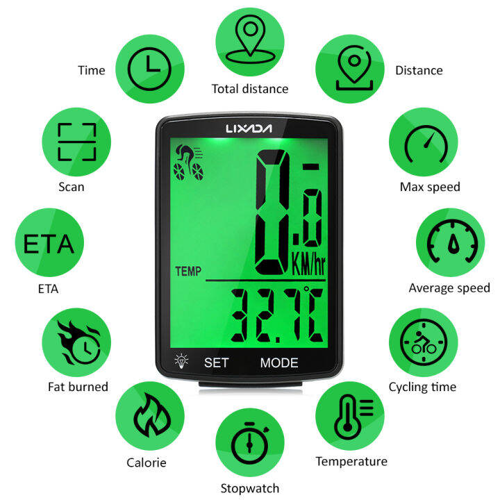 kkmoon-ไร้สายจักรยานคอมพิวเตอร์-multi-functional-หน้าจอ-lcd-จักรยานคอมพิวเตอร์จักรยานเสือภูเขา-speedometer-เครื่องวัดระยะทาง-ipx6กันน้ำขี่จักรยานวัดอุณหภูมินาฬิกาจับเวลาอุปกรณ์ขี่จักรยาน
