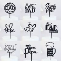 New Happy Fathers Day Cake Topper Acrylic Gold Super Best Dad Cake Topper for Fathers Day Dad Birthday Party Cake Decorations