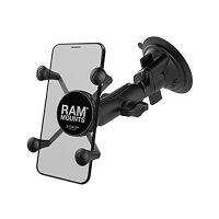 RAM MOUNTS Ram Mount Twist Lock Suction Cup Mount with Universal X-Grip Cell Phone Holder, Black, RAM-B-166-UN7U